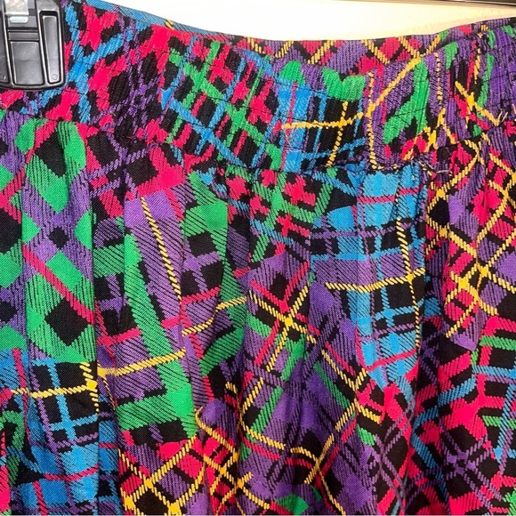 Vintage ‘90s Lee Winter Plaid Patchwork Knee Length Skirt L - Picture 2 of 6